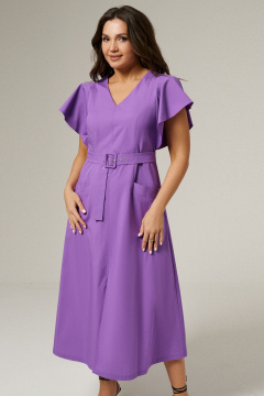 Платье приталенное с V-вырезом и карманами Панда 143680w сиреневый - фото 2