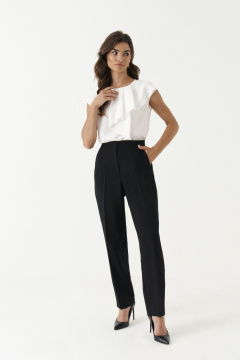 Брюки классические зауженные с высокой посадкой Панда 194460w черный - фото 1