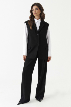 Деловой жилет на подкладке с рельефами и карманами Панда 199837w черный - фото 4