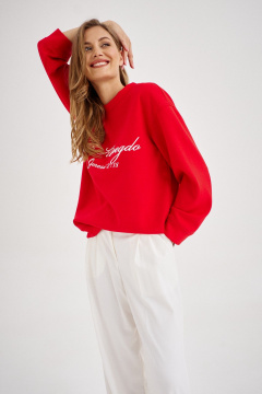 Красный свитшот с надписью в стиле Old money EZER 1601 алый - фото 3
