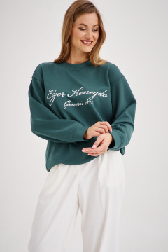 Зеленый свитшот из трикотажа с свободным кроем EZER 1602 глубокий_зеленый - фото 2