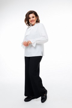 Блуза из вискозы с объемной плечевой сборкой Anelli 1323 белый - фото 2