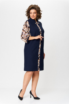 Прямое синее платье с рельефами и карманами, круглый год Moda Versal П2104 т.синий - фото 4