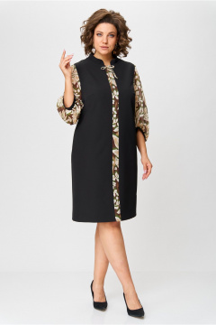 Платье прямого силуэта с нагрудными вытачками и карманами Moda Versal П2104 черный - фото 3