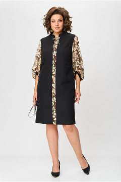 Платье прямого силуэта с нагрудными вытачками и карманами Moda Versal П2104 черный - фото 2