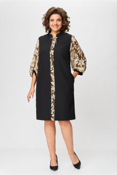 Платье прямого силуэта с нагрудными вытачками и карманами Moda Versal П2104 черный - фото 1