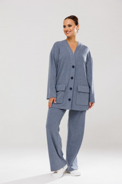 Голубой костюм из трикотажа с накладными карманами Mubliz 122 - фото 5