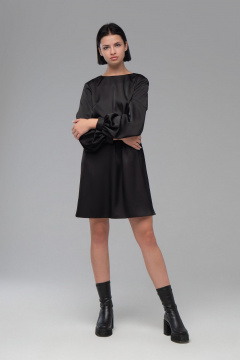 Платье трапеция из плотной ткани с эффектом шелка AVEEVA 5147 черный - фото 5