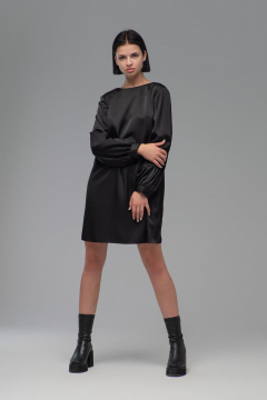 Платье трапеция из плотной ткани с эффектом шелка AVEEVA 5147 черный - фото 1