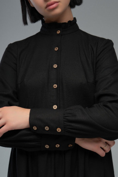 Платье из льна грубой обработки в стиле casual AVEEVA 5208 черный - фото 5