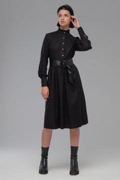 Платье из льна грубой обработки в стиле casual AVEEVA 5208 черный - фото 1