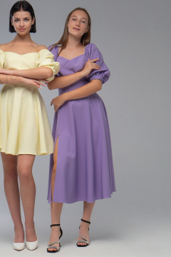 Нарядное платье с двойным лифом и рукавами буфами AVEEVA 5294.1 лаванда - фото 3