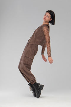 Жилет из вельвета на подкладке, классический крой AVEEVA 5472 шоколадный - фото 3