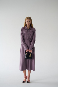 Миди платье-рубашка с классическим воротником и поясом Мастер Мод 860с пыльно-лиловый - фото 1
