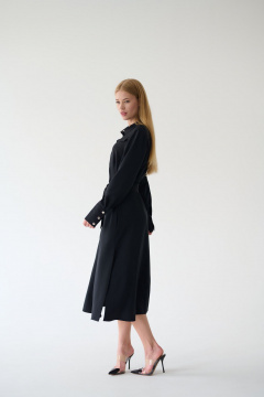 Миди платье-рубашка с классическим воротником и поясом Мастер Мод 860с черный - фото 5