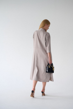 Платье-рубашка серое миди с разрезами и поясом Мастер Мод 861с серо-кофейный - фото 5
