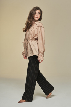 Блуза из текстиля с баской и пышными рукавами DEVITA 6014 соломенный - фото 4