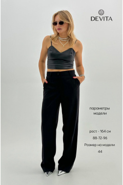 Классические брюки со стрелками из костюмной вискозы DEVITA 3017-2 черный - фото 2