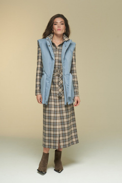 Теплый удлиненный жилет на подкладке с поясом DEVITA 4016 голубой - фото 3