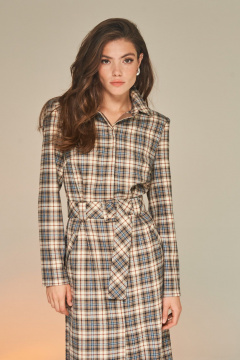 Платье в клетку из вискозной ткани с карманами DEVITA 1010 бежево-коричневый - фото 2