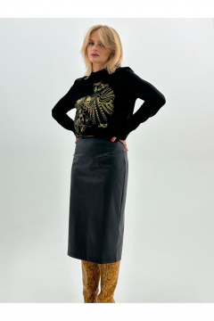 Юбка-карандаш из экокожи с застежкой на молнию DEVITA 2001 черный - фото 4