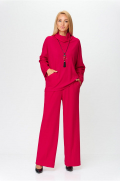 Комплект блуза и брюки свободного кроя из вискозы Gamma Gracia 698 малиновый - фото 3