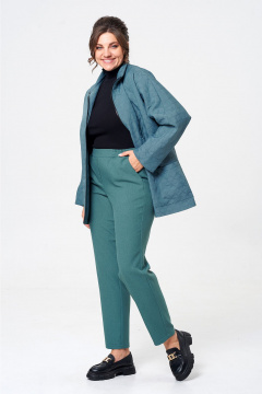 Брюки и жакет зауженные комплект из текстиля Liona Style 911 морская_волна - фото 4