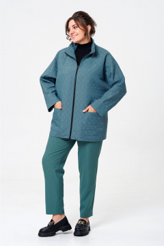 Брюки и жакет зауженные комплект из текстиля Liona Style 911 морская_волна - фото 3