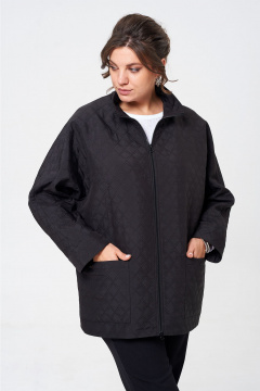 Жакет на молнии свободный приталенный демисезон текстиль Liona Style 913 черный - фото 1