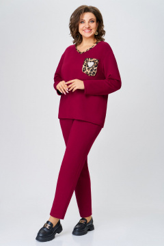 Спортивный костюм джемпер и брюки из трикотажа и хлопка Svetlana-Style 2034 бордовый - фото 1