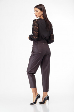 Демисезонная кружевная блуза из ткани и кружева Anelli 845 черный - фото 3