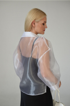 Легкая блузка из органзы с асимметричным низом Мастер Мод 856с белый - фото 2