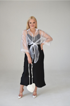 Легкая блузка из органзы с асимметричным низом Мастер Мод 856с белый - фото 4