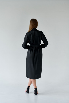 Платье-рубашка миди с разрезами и поясом из текстиля Мастер Мод 683а черный - фото 2