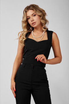 Элегантный костюм тройка из стрейчевой ткани для важных встреч DOGGI 2921 черный - фото 2