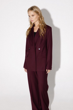 Костюм-тройка из текстиля с жилетом и свободными брюками PiRS 5031 бургунди - фото 5