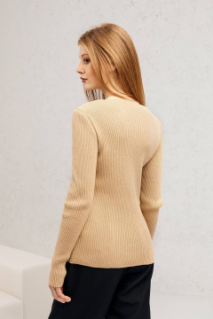 Джемпер желтый прилегающего силуэта с V-образным вырезом Romgil РВ0118-ХЛ5 соломенный - фото 4