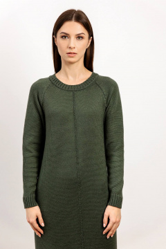 Платье вязаное трикотажное на каждый день с вырезом Romgil РВ0127-ШЕ5 оливковый - фото 5
