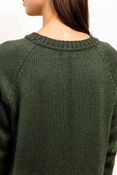 Платье вязаное трикотажное на каждый день с вырезом Romgil РВ0127-ШЕ5 оливковый - фото 3