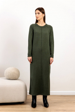 Платье вязаное трикотажное на каждый день с вырезом Romgil РВ0127-ШЕ5 оливковый - фото 1