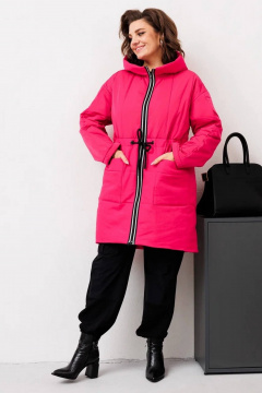 Женская демисезонная куртка свободного кроя с капюшоном Runella 1648 фуксия - фото 4