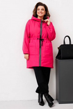 Женская демисезонная куртка свободного кроя с капюшоном Runella 1648 фуксия - фото 3