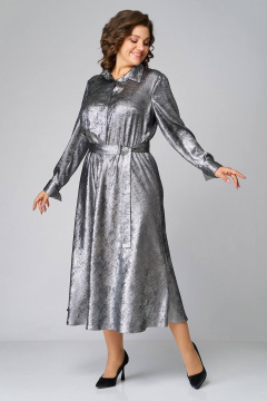 Нарядное платье из ткани с блестящим эффектом и отрезным силуэтом Koketka i K 1192 серебро - фото 5