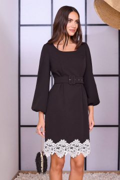 Платье из шерсти с кружевным низом и съемным поясом Lissana 4850 - фото 2