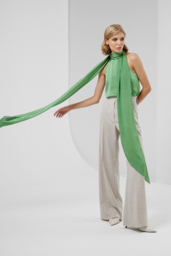 Блуза без рукавов из струящейся ткани с воротником-стойкой HELEN BIRCH Bl026g зеленый - фото 5