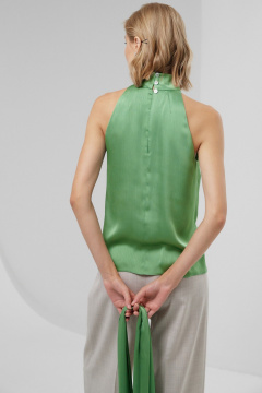 Блуза без рукавов из струящейся ткани с воротником-стойкой HELEN BIRCH Bl026g зеленый - фото 3
