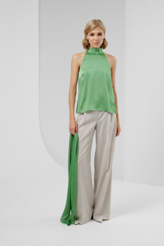 Блуза без рукавов из струящейся ткани с воротником-стойкой HELEN BIRCH Bl026g зеленый - фото 2