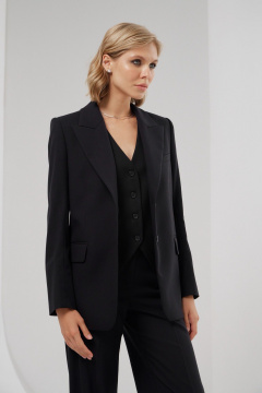 Однобортный классический жакет с лацканами и нагрудным карманом HELEN BIRCH J004b черный - фото 3