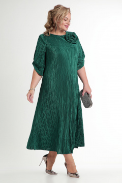 Длинное вечернее платье из плиссированной ткани с цветком Новелла Шарм А4017-6 - фото 1