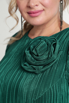 Длинное вечернее платье из плиссированной ткани с цветком Новелла Шарм А4017-6 - фото 2